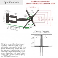 Suport TV plat/curbat de perete brat Barkan BM343XL 13-65"